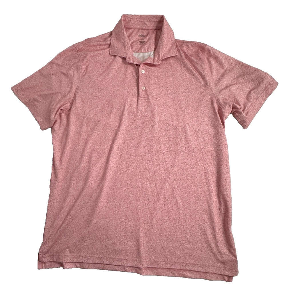 Johnnie O Polo Shirt Men's XL Lenox Pink Floral Performance Stretch Biltmore